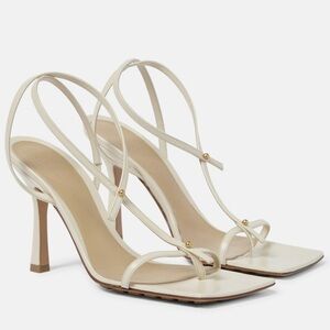 Bottega Veneta White Stretch T Strap Heel Sandals Size 36